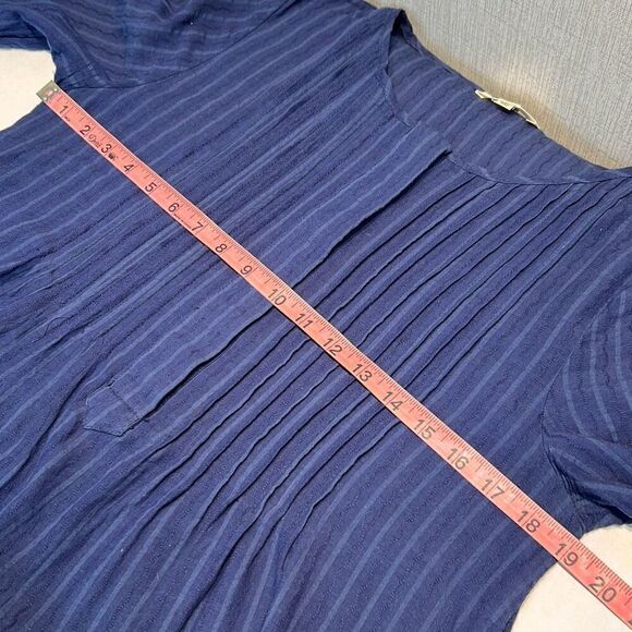 Hailey & Co Pleated Front Dress Sz Small Ruffle Hem Bell Sleeve Loose Fit Button - Picture 7 of 8